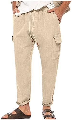 Пешачки панталони за мажи, обични спортови со цврста боја мулти џебни комбинезони за мажи за мажи