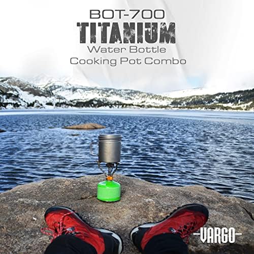 Варго Бот - 700 | Тенџере за готвење титаниум и шише со вода со рачки со преклопување и водоотпорен капак | 700ml траен и лесен модел