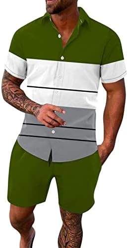 2 парчиња облека Облеки за мажи плус големина мода хавајска кошула и кратки комплети 3Д печатени празнични мускули маици костуми