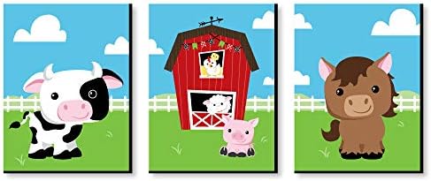 Голема Точка На Среќа Фарма Животни-Штала Расадник Ѕид Уметност И Детска Соба Украси-Идеи За Подароци-7,5 х 10 инчи-Сет од 3 Отпечатоци
