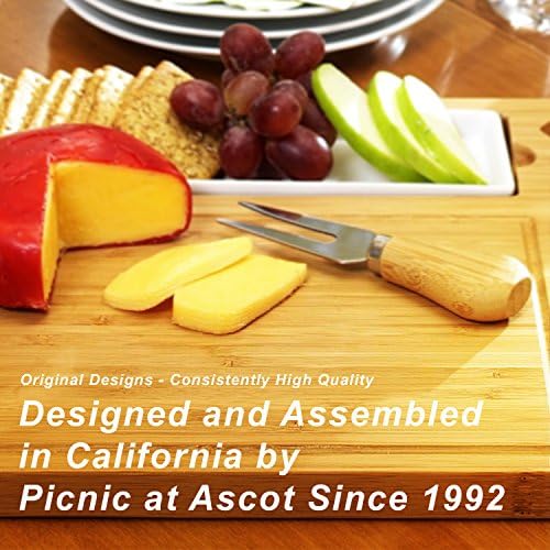 Пикник на табла за сирење од тврдо дрво од Аскота/чистач со сирење со ножеви со сирење, маркери за сирење и керамичко јадење - Дизајнирано
