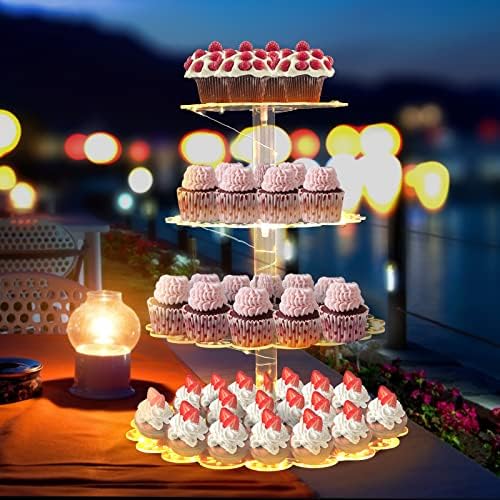 4 нивоа акрилични кекс -штанд за 36 кекси за кекси - кула кула чиста кук -кекс штанд за десерт маса, приказ на кексот за свадба