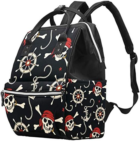 Череп пиратски сидро ранец торба за пелена за жени, торби за лаптопи за патувања за мажи ， bookbag schoolbag лаптоп ранец