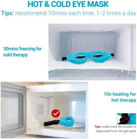 Comfytemp ладен гел маска за очи, мраз пакувачки маски за темни кругови и подпухналост, еднократно греење и ладење маска за очите за подуени