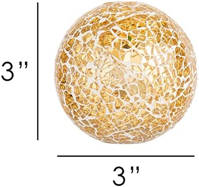 Ka дома злато мозаик стакло Орби сет од 5 - декоративни топки со сфера за централен дел, фиоки и садови прикажуваат -3 инчи секоја од нив