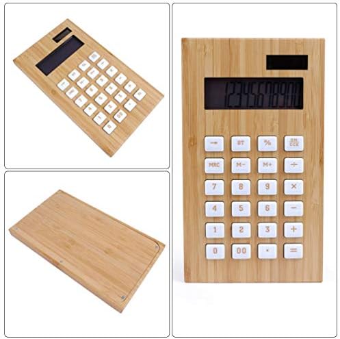 Нубести мини студенти Калкулатор Големина на џеб соларна калкулатор Бамбус паметен калкулатор за алатки за учење на училишта за деца