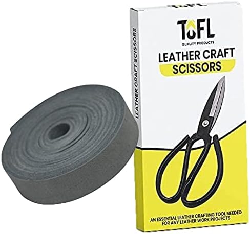 Tofl сива оригинална кожна лента и кожни занаетчиски ножици, лентите се широки 72 долги 7/8 и дебели 1/8