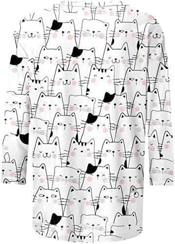 Симпатични кошули за жени летни жени екипаж вратот Симпатична мачка печатена маички врвни обични меки удобни кошули за туника