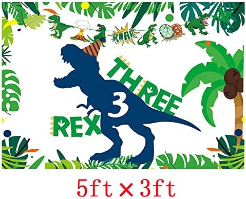 Декорации за 3 Ти Роденден На диносаурус Три инспирирани Украси За Роденден На Рекс Три Декорации За Роденден На Дино рекс Момче За Роденден