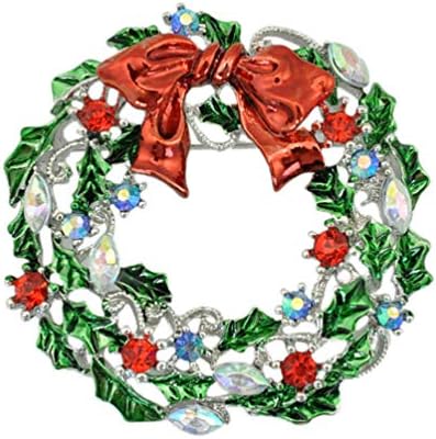 Амосфун Божиќна венец облик брошула легура лапел иглички жени за свадбени Божиќни накит