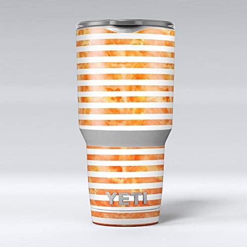 Дизајн Скинц Портокаловата Акварелна Површина Со Хоризонтални Ленти-Комплет За Винилна Обвивка Со Налепници За Кожа Компатибилен Со Чашите За