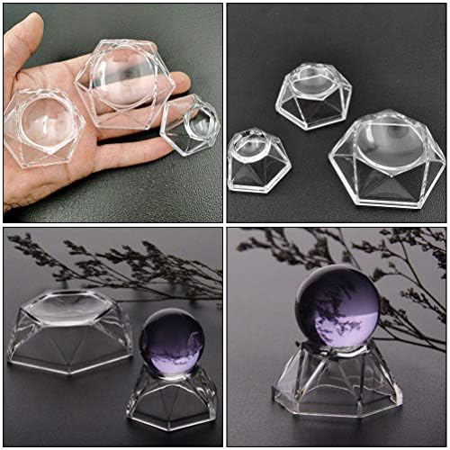 Амосфун 3 парчиња кристална топка дисплеј база транспарентен приказ на табела столче за стакло топка држач за подножје за дивинација топка за