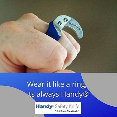 Оригиналниот корисен нож за безбедност - нож за комунален прстен за прст со остар, заоблен сечило - Големина на прстенот 9 - Топ
