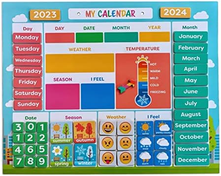Мојот Прв Дневен Магнетски Календар | Метеоролошка Станица За Деца | Расположенија И Емоции | Играчки За Учење Во Предучилишна Возраст | Комплет Календар Во Училниц?