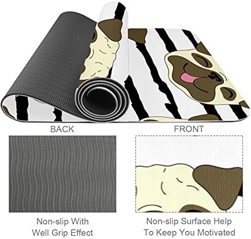 Ndkmehfoj Pugs Stripe Dog Dog Преклопување гимнастика Мат јога Мат подлога без лизгање Тежина водоотпорен спортски душек вежба