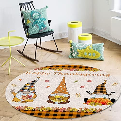 Голем килим за дневна соба за дневна соба, 6-ти килими што не се лизгаат за детска соба, Денот на благодарноста Среќен Денот на благодарноста Цитат gnome портокалова ка