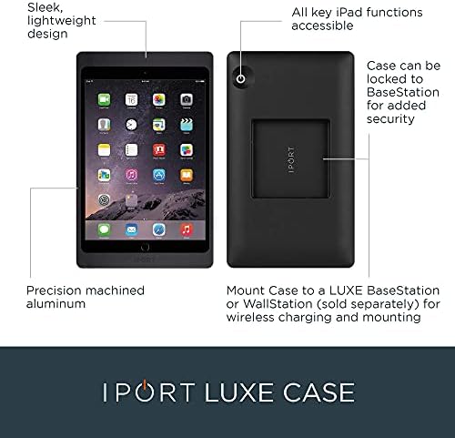 Iport Luxe Case iPad Case и Luxe BaseStation Ipad Stand - црна - компатибилен со iPad 9,7 6 -тиот генерал, iPad 9,7 5 -ти генерал,