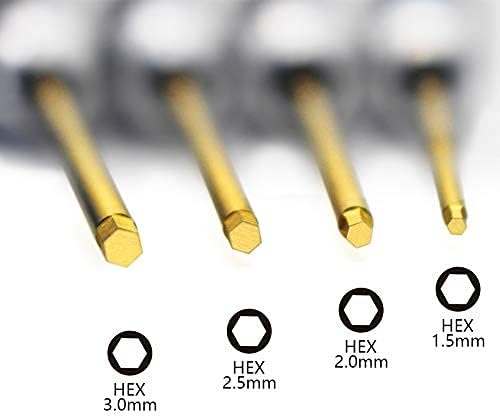 ZIQING 4pcs 1,5 mm 2,0 mm 2,5 mm 3,0 mm Хексадецимален Завртка Драјвер Сет Хексадецимален Клуч СЕТ Rc Алатки Титаниум Шестоаголен Шрафцигер