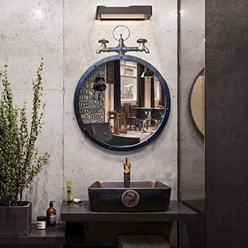 Огледала на LXDZXY, огледало за шминка за железо од Vanity Mirror, ресторански хотел Индустриски стил бања ретро тркалезна огледала