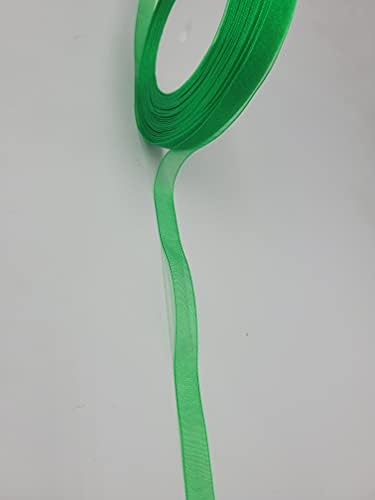 Фајада зелена чиста органза лента 3/8 свилени меки ткаенини панделки шифон пакување лента треперлива органска чиста лента за