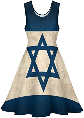 Tubiazicol гроздобер Израел знаме печатено замав фустан мини тркалезен врат за жени без ракави