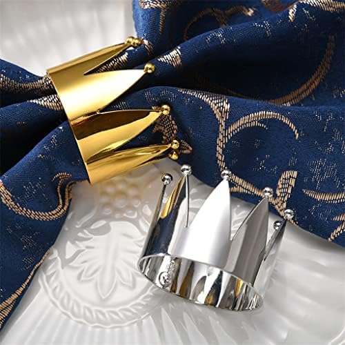Xjjzs 12 парчиња салфетка тока свадбена маса украси Декоративни уста крпа прстен позлатен метален прстен на салфетка од салфетка