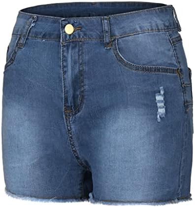 Shortsенски шорцеви со високи половини за летни панталони за демин, суровини фармерки на стомакот Контролен задник лифт за лифт, тенок