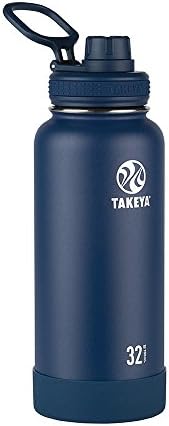 Takeya активира изолирано шише со вода од не'рѓосувачки челик со капакот на Spout, 40 унца, оникс и активирање изолирано шише со вода од не'рѓосувачки