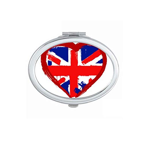 Loveубов срце Велика Британија Англија Огледало за обележување Преносна шминка за рака со двојни странични очила