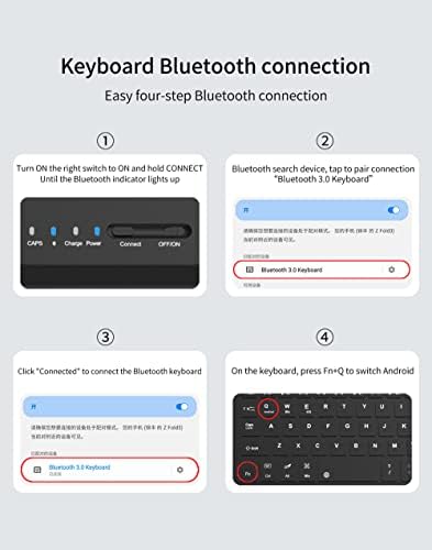 Prudom За Bluetooth Тастатура Флип Кожа Заштитен Случај Покритие Со Штанд За Samsung Galaxy Z Пати 4, Галакси Z Пати 3