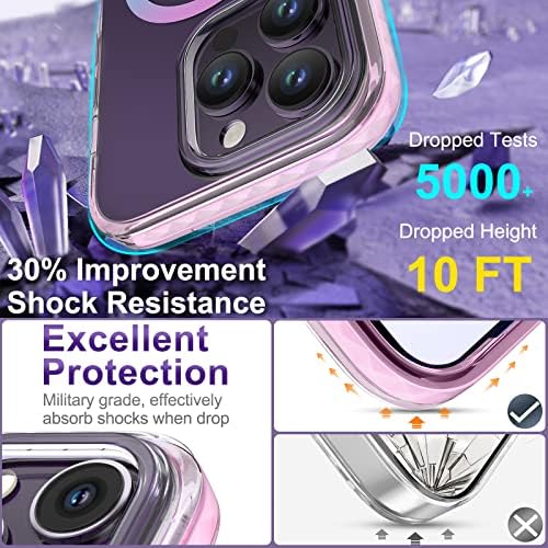 Kingxbar 5-во-1 за Iphone 14 Pro Max Case Clear Компатибилен Со MagSafe, 2x Заштитник на Екранот + 2x Заштитник На Објективот На