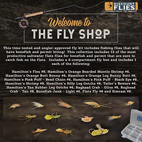 Попустлиња од коска и дозвола за летање со летање со солена вода - комплет за риболов w/12 Собрани муви + летање - Реални додатоци за