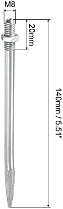 uxcell M8x20mm 140mm Должина Цевка Стегач Клипови Нокти Јаглероден Челик Нокти сребрен тон 10 парчиња