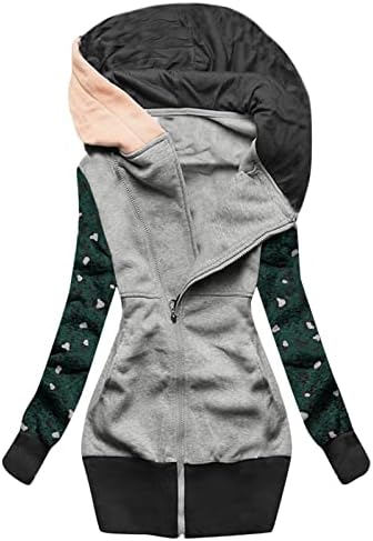 Womenените обични јакна од слатката џеб џеб патент палто со леопард печатење јакна жени плус панел со големина со долг ракав палто