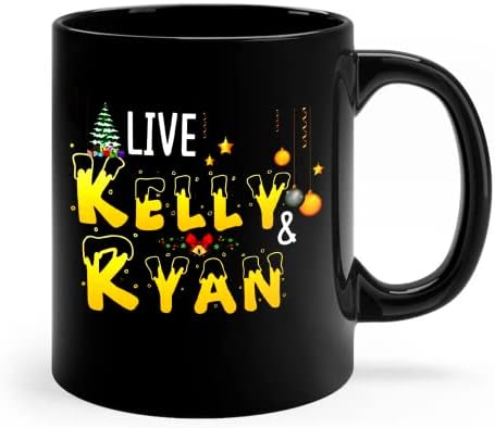 Божиќна кригла Кели и Рајан во живо со Кели и Рајан кафе кригла смешни кул чаши, кул кафе кригла подарок за семејство и пријатели,