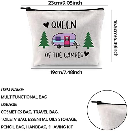 WCGXKO Кампување Подарок Кралица На Кампер Патент Торбичка Шминка Торба Кампер Подарок За Жени
