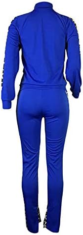 Сетови за тренингот за жени трендовски ленти со висока јака патент -кошула врвови, тенок вклопување, обични остатоци од панталони 2 парчиња