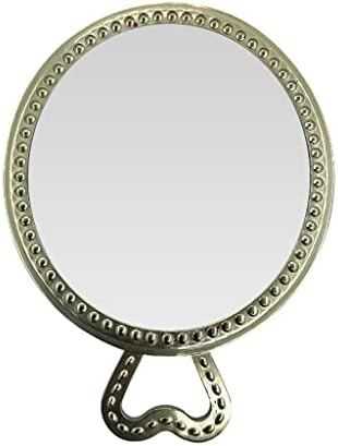 Огледало со огледало од орев, преносно рачно огледало за шминка огледало со огледало со рачно мало огледало преносно огледало на метално