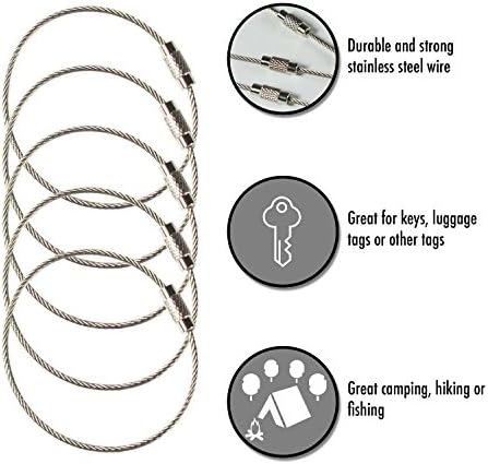 Нерѓосувачки Челик Жица Приврзоци 2мм 6,3 Инчи Кабел Кабел Клуч Прстен Петелки За Виси Багаж Тагови или Идентификациски Ознаки