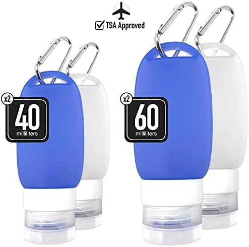 Сет за шише со силиконски патувања TSA Одобрено шишиња за стискање на истекување за шампон, лосион и течни тоалети со клипови