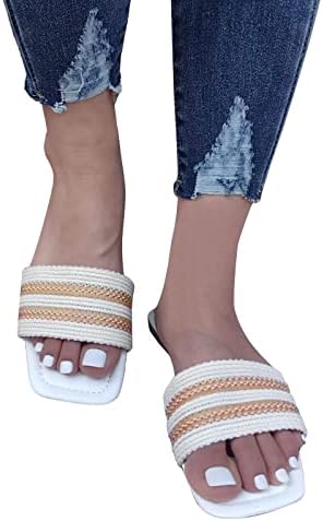 Ортопедски сандали за жени модни рамни сандали со отворени пети се лизгаат со меки влечки за лето