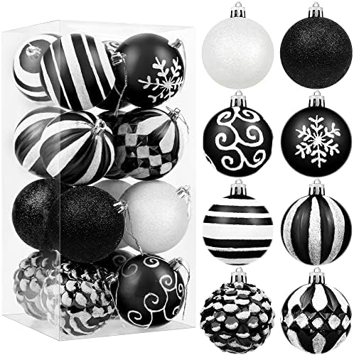 ADXCO 16 парчиња 3,15 инчи Божиќни топчести украси пластични распрскувани декоративни топки новогодишни украси за новогодишни елки што висат