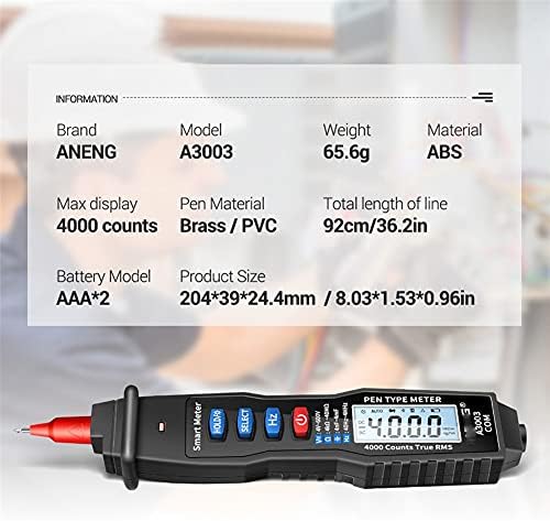 ZLXDP A3003 дигитален мултиметарски пенкало тип 4000 брои со алатка за тестер за континуитет на диоди за отпорност на напон/DC AC/DC
