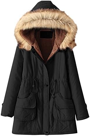 Зимски зимски зимски зимски задебелен топол палто со качулка со качулка, руно, украсена јакна памук памук со џебови со џебови
