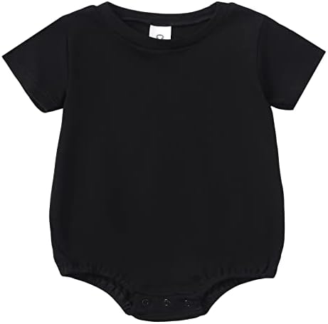 Собоо бебе меур ромпер новороденче девојче органски памук цврст екипаж со кратки ракави со кратки ракави со преголема маичка со една
