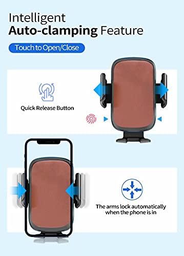Перфиер безжичен полнач за автомобили 15W Qi Брз полнач и држач за вентил за воздух Автоматско стегање безжичен полнач за автомобили монтирање компатибилен за iPhone 12/1