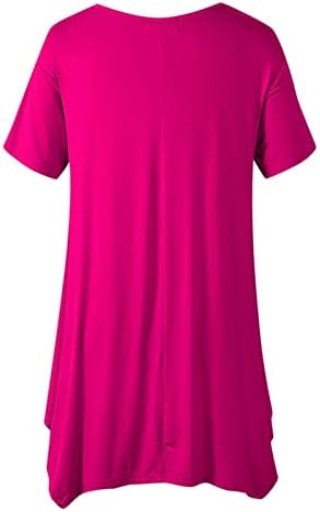 Туника за жени летни врвови, обични лабава маица со кратки ракави кошули за жени проток на хемолин основни блузи удобни пулвер