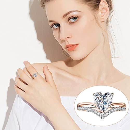 Goldsilver Ring 511 -Wom Rings Бела свадба жени со големина накит срцев ринстон прстени смола прстени со големина 10