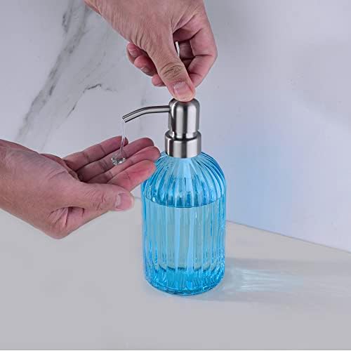 Стаклен сапун за стаклена сапун Letcp со пумпа од не'рѓосувачки челик, за полнење со рачен сапун за кујна и бања, диспензерот