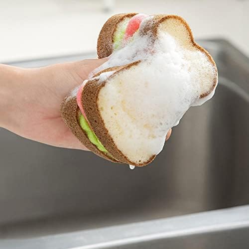Тешки чистачи сунѓери, сунѓер од форма на тост, симпатична длабоко чистење задебелена кујна сунѓери, миење садови за миење на сендвич, чистач